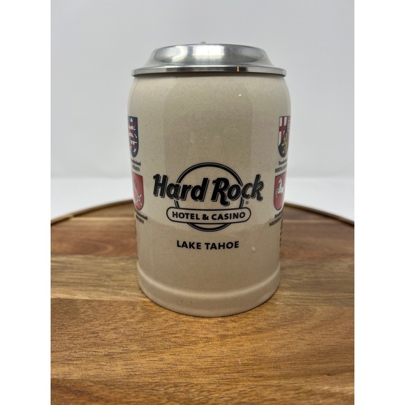 Beer Stein Hard Rock Ceramic with Pewter Lid German Coat of Arms - Picture 3 of 11